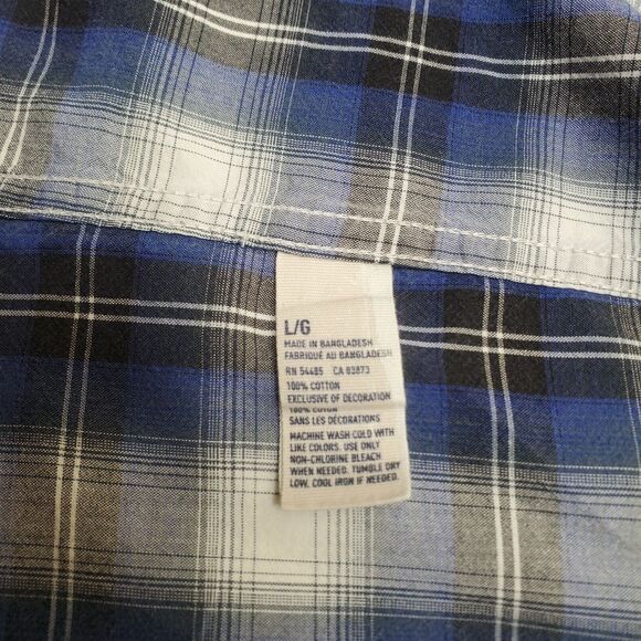American Eagle Outfitters Gray Blue Plaid Pearl Snap Shirt Vintage Fit Men’s L - Picture 7 of 13